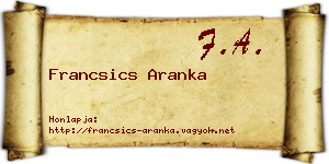 Francsics Aranka névjegykártya