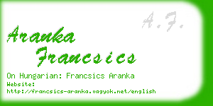 aranka francsics business card